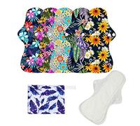 6pcs/Set Resuable Washable Incontinence Pads, Waterproof Organic Bamboo Menstrual Pads Sets, Including 5pcs Heavy Flow Resuable Menstrual Pads Cloth Mama Sanitary Napkins + 1pc Mini Wet Bag