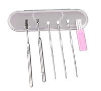 6Pcs/Set Stainless Steel Ear Wax Removal Tools Kit Hygiene Care Spring Curette Earpick Cleaning Spoons With Brush Storage For Case Thread Yarn Wool Yarn For Crochet Knitting Hat Cotton Skeins