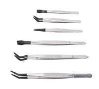 6Pcs Set Stainless Steel Eyelash Applicator, Rubber Wrapped Head Multifunctional False Eyelash Tweezers for Makeup Application, Stamp Collection