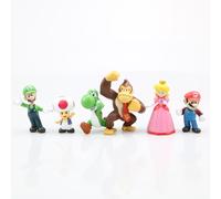 (6pcs Set) Super Mario Bros Action Figures Toys Yoshi Peach Princess Luigi Odyssey Donkey