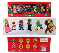 6Pcs Set Super Mario Bros Figures - Luigi, Yoshi, Mushroom & Donkey Toy Dolls