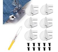 6pcs Sewing Rolled Hemmer Foot, 0.12-0.31 Inch Wide Narrow Rolled Hem Pressure Foot with Seam Ripper and 10 Needle Plate Screws Blind Hem Guide Hemming Tool for Sewing Machine