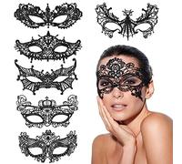 6Pcs Sexy Masquerade Masks,Black Venetian Lace Mask for Women Party Costume Mardi Gras Cosplay Bachelorette Carnival
