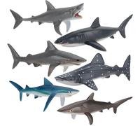 6Pcs Shark Model, 7-9cm Beautiful and Exquisite Practical Shark Bath Model Suitable for Marine Animal Collectors, and Marine Knowledge Education