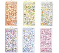 6Pcs Sheets of 3D Stickers, Cute Puffy Stickers with Adorable Designs Including Spring Cats, Brown Snack Pack, Soft Yellow Chick Pack, Escaping Dinosaur Pack, Starry Sky Puppy Pack, Lovely Bunny Pack