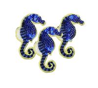 6pcs Shell Mermaid Seahorse Sequin Embroidery Patches, Small Cute Iron On for Clothes Bags DIY Accessories(6pcs Seahorse)