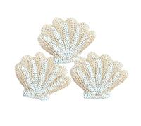 6pcs Shell Mermaid Seahorse Sequin Embroidery Patches, Small Cute Iron On for Clothes Bags DIY Accessories(6pcs Khaki)