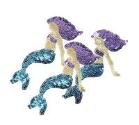 6pcs Shell Mermaid Seahorse Sequin Embroidery Patches, Small Cute Iron On for Clothes Bags DIY Accessories(6pcs Mermaid)