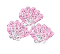 6pcs Shell Mermaid Seahorse Sequin Embroidery Patches, Small Cute Iron On for Clothes Bags DIY Accessories(6pcs Pink)