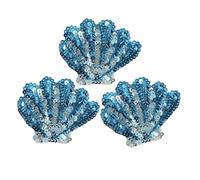 6pcs Shell Mermaid Seahorse Sequin Embroidery Patches, Small Cute Iron On for Clothes Bags DIY Accessories(6pcs Blue)
