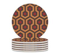 6PCS Shining Overlook Coasters Non-Slip Round Drink Coasters with Ceramic Stone and Cork Base, Heat Resistant Absorbent 33.00Stone Coaster Set for Kinds of Mugs and Cups, 4 Inch