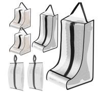 6Pcs Shoe Bag 3 Sizes Boot Bags for Walking Boots/Long Boots/Flat Shoe, PVC Short Boots and Tall Boots Storage Protector Bag, Waterproof Shoes Packing Organizers for Adult Home Travels (Clear)