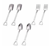 6PCS Shovel Spoon Set - Stainless Steel Coffee Latte & Dessert Spoons for Ice Cream, Fruit, Family & Party