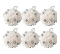 6Pcs Shower Puff Bath Sponges, Large Soft Mesh Loofah, Mesh Pouf Bath Sponge, Exfoliating Body Wash Ball with Long Strap for Adults, Men, Women (Grey)