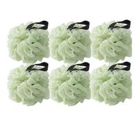 6Pcs Shower Puff Bath Sponges, Large Soft Mesh Poufs, Exfoliating Body Wash Ball with Long Strap for Adults, Men, Women, (Green)