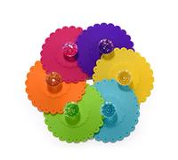 6PCS Silicone Cup Cover Reusable Anti-dust Cup Cover Creative Round Diamod Mug Cover Food-grade Glass Cup Lid (Color Random)