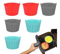 6PCS Silicone Cupcake Cases for Baking, Reusable Silicone Muffin Cases for Air Fryer, Non-Stick Silicone Cupcake Mold DIY Baking Cups Moulds for Cakes, Muffins, Tarts, Puddings (6, B)