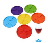 6PCS Silicone Drink Coasters, Anti Slip Wine Glass Cup Drink Coasters Slip on Stemware Decoration 3 in 1 Cover Drinks, Coasters