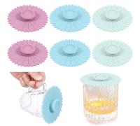 6pcs Silicone Glass Cup Covers, Sunflower Multicolored Cup Cover, Anti-dust Airtight Seal Glass Cup Lids, Food-grade Reusable Cup Dust Cover for Tea and Coffee