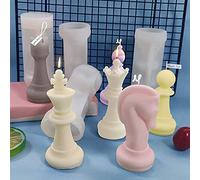 6PCS Silicone International Chess Pieces 3D Candle Making Mold Resin Epoxy Casting Mould Wax Soap Jewelry Agate Aromatherapy Plaster Craft Chocolate Molds Handmade Gift DIY Tool Home Party Table Decor