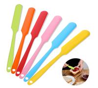 6Pcs Silicone Jar Spatula, Mini Silicone Spatulas Bulk Cake Cream Butter Spatulas Mini Silicon Scraper Tool Sourdough Spatula with Long Handle Heat Resistant Non-Stick for Baking