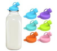 6PCS Silicone Milk Bottle Dispenser Caps, 48mm Diameter Pour Spout Lids, Leakproof & Reusable Glass Milk Bottle Tops for Tea Drink Container