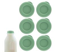 6pcs Silicone Replacement Caps for Libbey & Stanpac Glass Bottle, 48mm Diameter Milk Bottle Lids Replacement Reusable Bottle Covers Caps for Libbey & Stanpac Bottle Accessories (green)