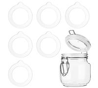 6Pcs Silicone Replacement Gaskets, Leakproof Rubber Seals Reusable Airtight Rubber Gasket for Mason Jar Lid Regular Wide Mouth Glass Jars (3.7 * 2.7inch)
