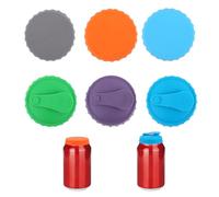 6pcs Silicone Soda Can Lids, Including 3 with Straw Hole & 3 Fully Sealed Reusable Fizzy Pop Can Covers Tops Cap Topper Saver to Keep Carbonation for Beer Juice Beverage Drinks (6 Colors)