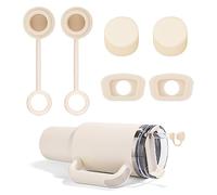 6pcs Silicone Spill Proof Stopper Set, Reusable Leakproof Plug Spill Proof Straw Stopper with Straw Covers Seal Tumbler Accessory Compatible with Stanley Cup 2.0 40/30oz (Cream Yellow)