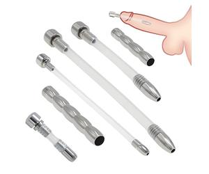 6pcs Silicone Stainless Steel Hollow Penis Plug Urethral Catheter Plug Flat Chastity Lock Accessories Male Adult Sex Products Anal Plug Anal Smooth Urethral for Men