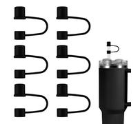 6pcs Silicone Straw Cap Covers for Stanley Cup 30&40oz, 10mm Straw Toppers Leak Proof Straw Tips Reusable Tumbler Straw Lid for Stanley Cup Accessories (Black)