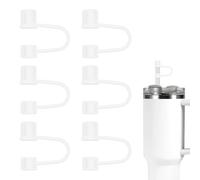 6pcs Silicone Straw Cap Covers for Stanley Cup 30&40oz, 10mm Straw Toppers Leak Proof Straw Tips Reusable Tumbler Straw Lid for Stanley Cup Accessories (White)
