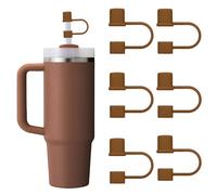 6PCS Silicone Straw Covers Cap Compatible with Stanley Cup 30-40 oz Tumbler with Handle 10mm Straw Toppers Reusable Cover for Stanley Cup Accessories（Brown）