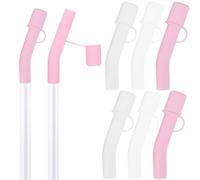 6Pcs Silicone Straw Tips, Reusable Food Grade Rubber Straw Covers Black Flex Elbow Hydraflow Straw Replacement Tip for 5/16 Inch Wide(8-10 MM Outdiameter) Stainless Steel Metal Straws