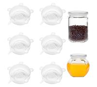 6Pcs Silicone Stretch Lids,Silicone Yoghurt Pot lids,Silicon e Stretch lids Food Covers For Microwave, Freezer And Dishwasher Safe （9.5cm）