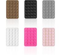 6Pcs Silicone Suction Phone Case Mount,Silicone Suction Cup Cell Phone, Adhesive Back,For Mobile Power Cellphones Selfies and Videos (Brown+black+Light grey+White+Rose red+Light pink)