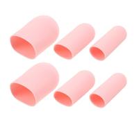 6pcs Silicone Travel Bottle Covers for Cosmetic Bottles, Pink Set | Leak Resistant Sleeves, Thickened Mouth Ring, Matte Anti Slip Surface, Travel and Bathroom Countertop Use