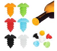 6Pcs Silicone Wine Stoppers, Screw Vacuum Stoppers Beverage Bottle Sealer Red Wine Champagne Bottle Stopper Wine Corks Bottle Sealer Bottle Cover Wine Outlet Cap Wine Bottle Caps Beer Bottle Saver