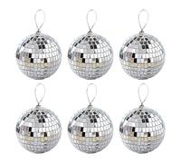 6Pcs Silver Disco Balls Christmas Baubles, Mirror Mosaic Xmas Tree Ornaments Hanging Pendants, Festive Party Festival Wedding Home Decor Accents for Christmas Tree Wreaths Garlands
