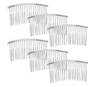 6pcs Silver Metal Side Hair Comb 20 Teeth Bridal Veil Accessory
