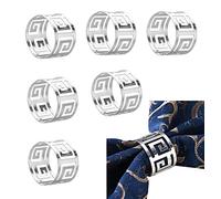 6PCS Silver Napkin Rings Buckles Set Metal Hollow Cut Napkin Rings Holders Spring Design Serviette Buckles for Halloween Wedding Christmas Dinner Party Table Decoration Setting