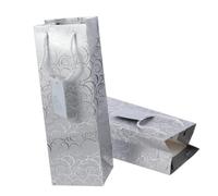 6pcs Silver Paper Single Bottle Wine Hand Bag Tote Gift Bag