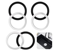 6Pcs Sink O Ring Seal Washer, 110 mm O-Rings Bath Plug Seal Gaskets Black Rubber and White Sponge Seal Strainer Replacement for Push-Type Pop up Sink Drain Plug Basin Plugs Washer