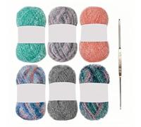 6pcs Skeins Scrubby Yarn for Dishcloth, Shiny Dishcloths Yarn Scrubby Sparkle Yarns, Fluffy Polyester Scrubbie Crochet String for Crocheting Knitting Dishcloths Washcloths DIY Projects (Style G)