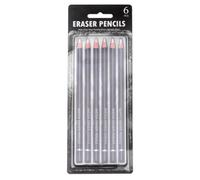 6pcs Sketch Eraser Pencil Wood Rubber for Art Students | Pencil Shape Design, Portable Size, Sketchbook Paper and Graphite Highlights, Office Stationery Use