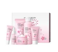 6Pcs Skin Care Set, Sakura Skincare Gift Sets for Teen Girls, Facial Kit with Cleanser, Toner, Serum, Eye Cream, Face Cream and Sunscreen, Travel Size Skin Care Set for Women Teen Girls (6Pcs)