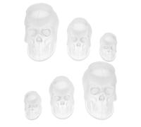 6pcs Skull Silicone Mold for Halloween Season Chocolate Clay Candle | Reusable Silicone, Smooth Burrfree Finish, Easy Demolding, Shape Stability for Hot Wax Pouring, White