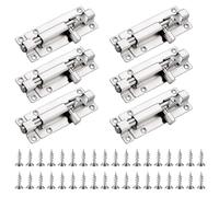 6PCS Sliding Bolt Lock, Door Bolts for Internal Doors, Gate Bolts, with Screws, 3 Inches, Suitable for Indoor Use, Wooden Doors, Windows, Boxes, Cabinets, Fences