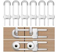 6PCS Sliding Cabinet Door Locks, U-Shaped Child Safety Locks, Multifunctional Cabinet Handle Lock for Drawers, refrigerators, and Closets